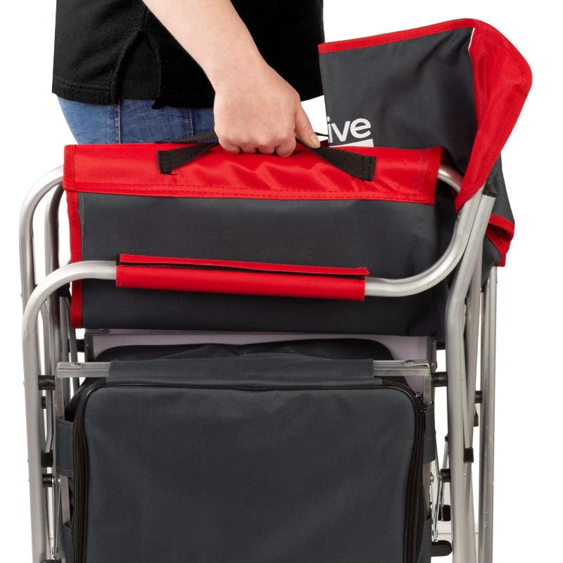 Silla Camping Director Plegable con Mesa y Bolsa Térmica, 61x52x92 Cm, Rojo y Gris