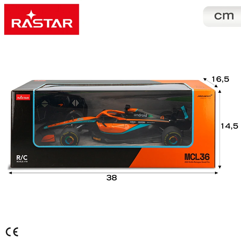 Coche Teledirigido F1 Escala 1:18, 38x16,5x14,5 Cm, Naranja