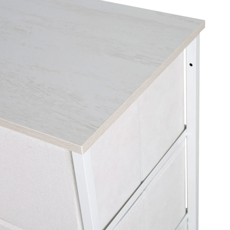 Cómoda 8 Cajones de Tela, 80x30x81 Cm, Blanco