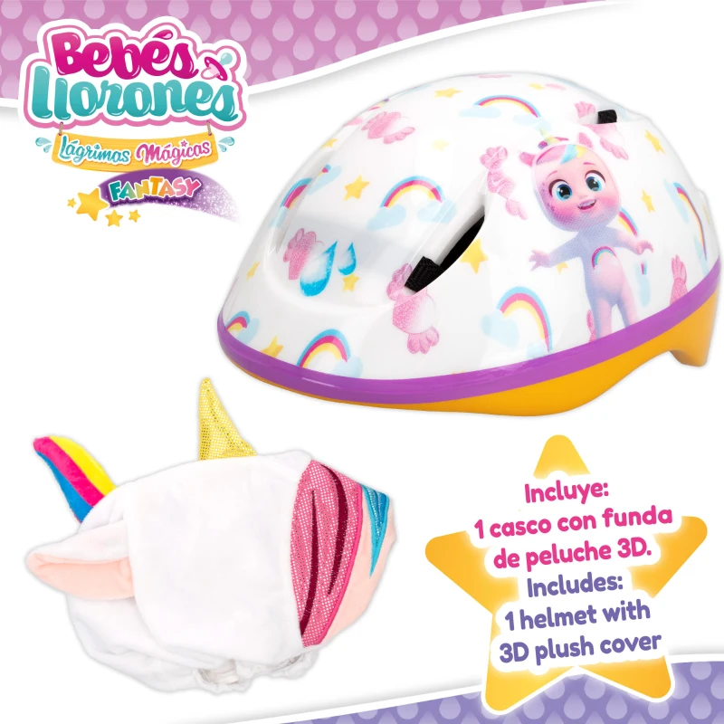 Casco Infantil Bebés Llorones con Funda 3D Unicornio Dreamy, 20x26x13 Cm, Rosa