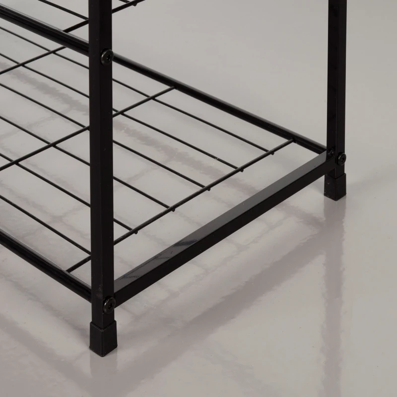Zapatero Metálico 4 Estantes, 63x30x63 Cm, Negro y Madera