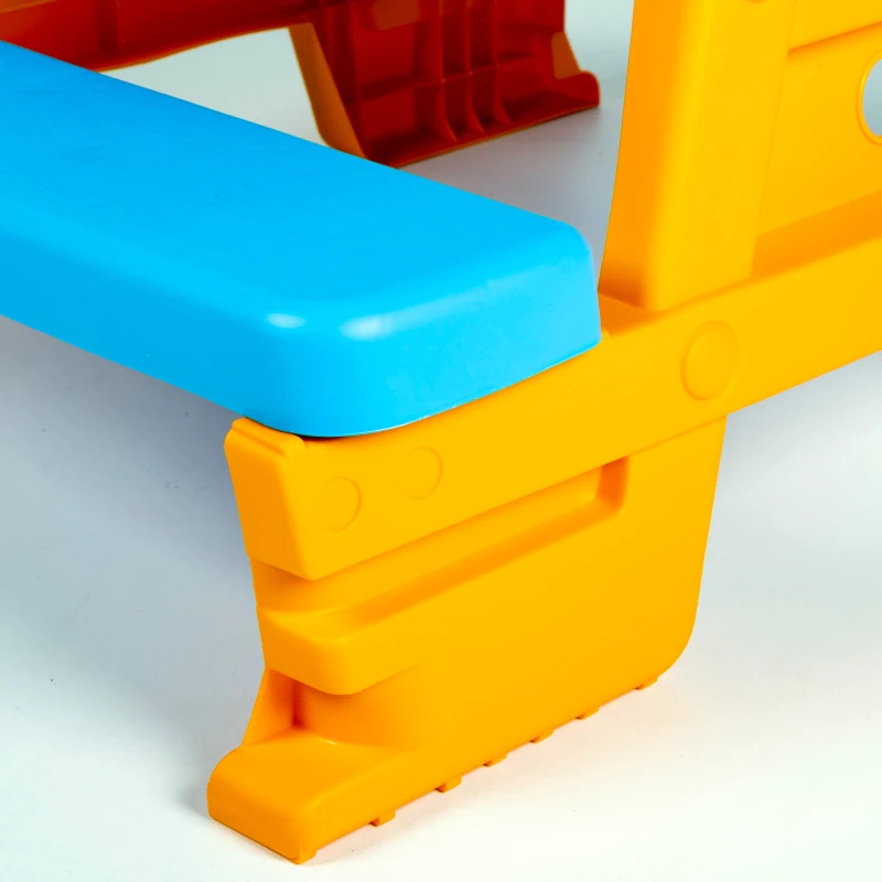 Mesa de Picnic Infantil Hot Wheels con 2 Banquetas Integradas, 69x79x42 Cm, Azul y Naranja