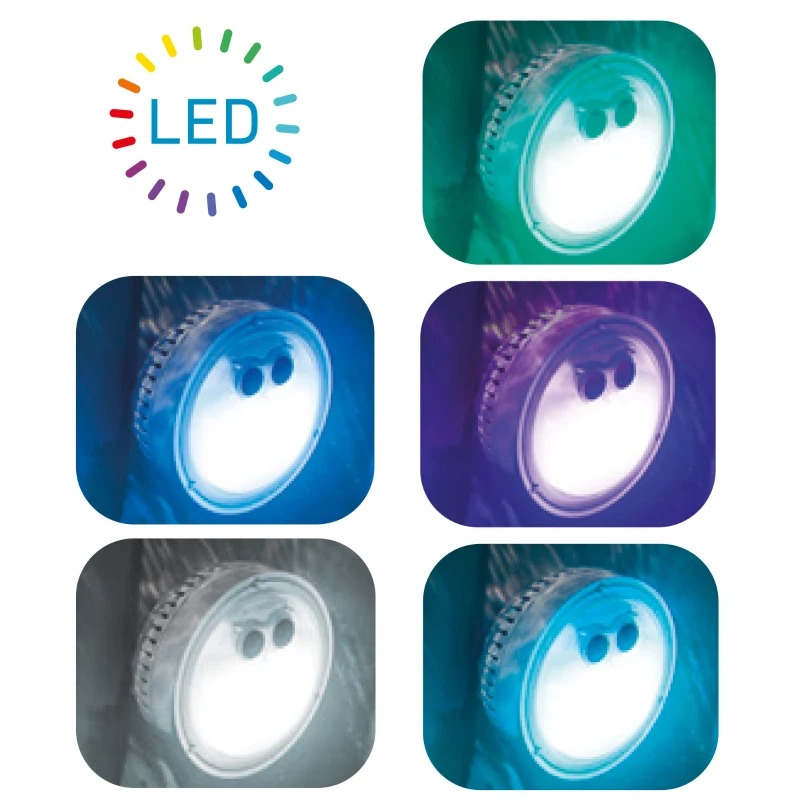 Lámpara LED 5 Colores para Spa INTEX, 12x12x12 Cm, Multicolor