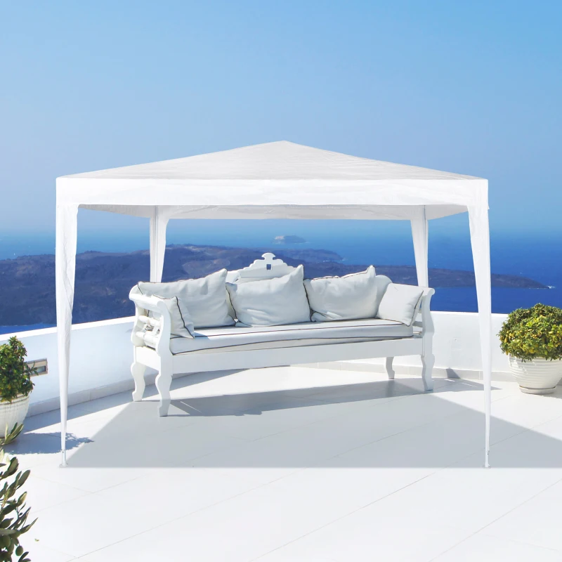 Cenador Desmontable con Estructura de Acero, 300x300x250 Cm, Blanco