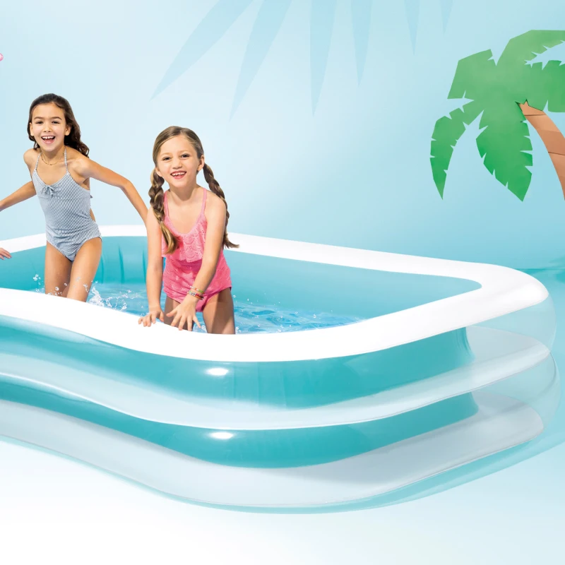Piscina Hinchable Intex Rectangular, 262x175x56 Cm, Verde y Blanco