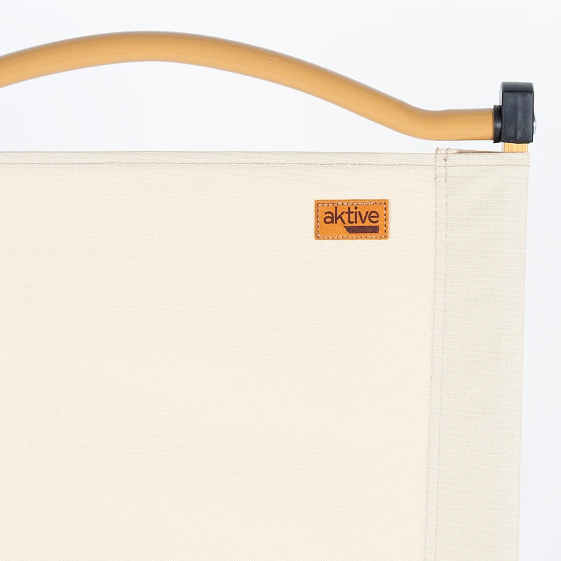 Silla Plegable Alta Glamping con Estructura de Aluminio Efecto Madera, 47x51x77 Cm, Crema