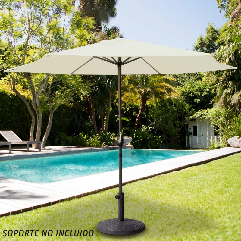 Parasol Hexagonal Mástil Aluminio Ø38 Mm, 270 Cm, Crema