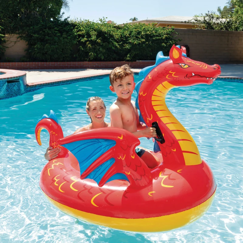 Flotador Hinchable Dragón Intex con Asas, 198x173 Cm, Multicolor