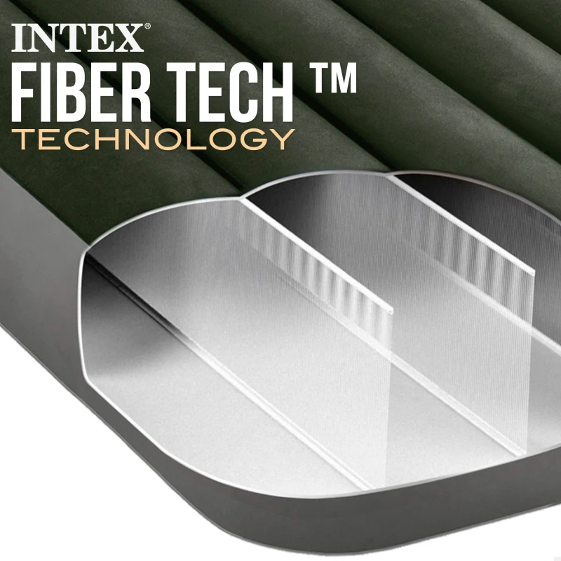 Colchón Hinchable 1 Plaza con Bomba de Pie Fiber-Tech, 99x191x25 Cm, Gris