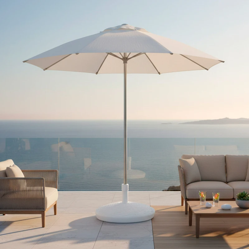 Base para Sombrilla con Rosca Ajustable, 58x58x35 Cm, Blanco