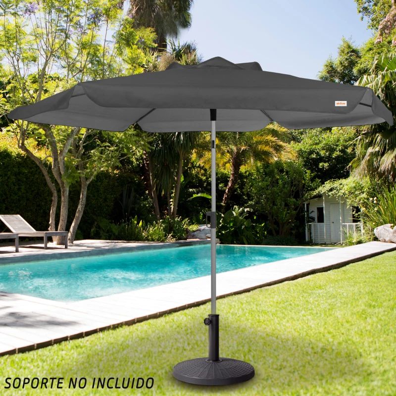 Sombrilla de Jardín Hexagonal Inclinable con Protección UV50, 230 Cm, Antracita