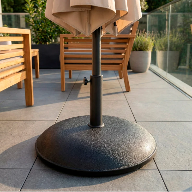 Base para Sombrilla Poliresina Rosca Ajustable 35/48 Mm, 45x45x33 Cm, Negro