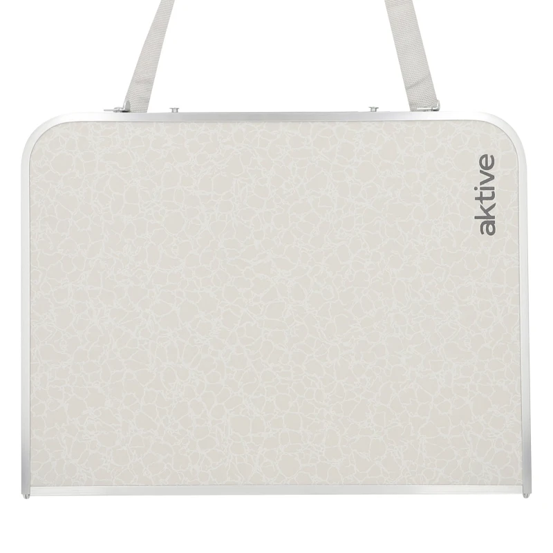Mesa Plegable Aktive Camping Estructura Aluminio Tablero MDF, 60x40x25 Cm, Crema