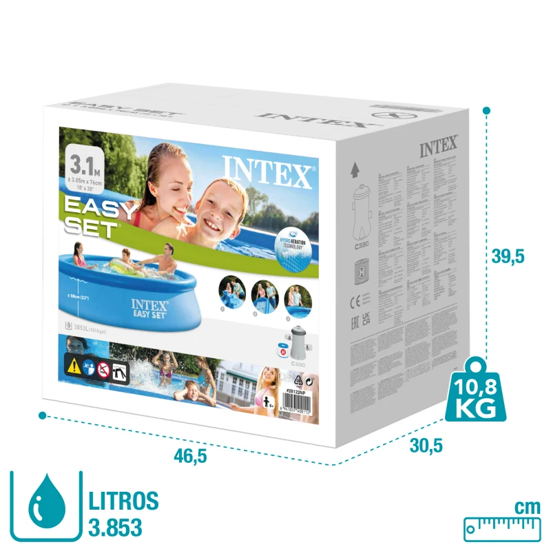 Piscina Hinchable Intex Easy Set con Depuradora, 305x305x76 Cm, Azul