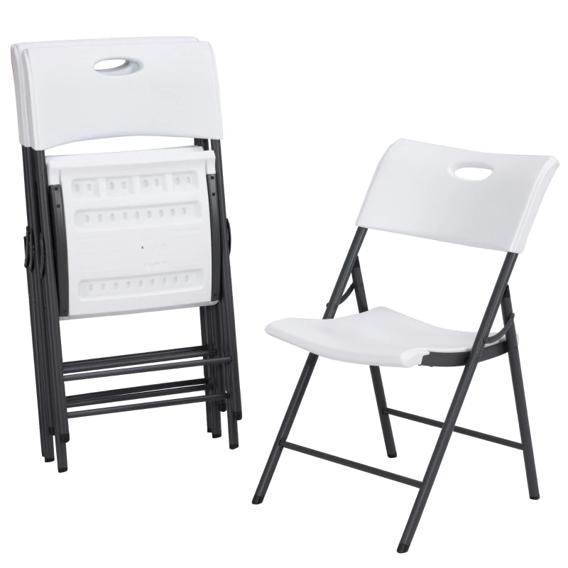Pack 4 Sillas Plegables Lifetime Ligeras y Resistentes, 50x58x82,5 Cm, Blanco