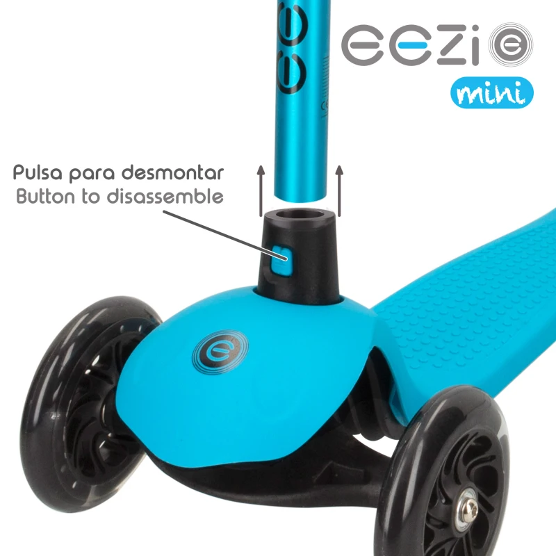 Patinete 3 Ruedas Infantil EEZI con Manillar Desmontable y Regulable, 26x61x55,5-62,5 Cm, Azul