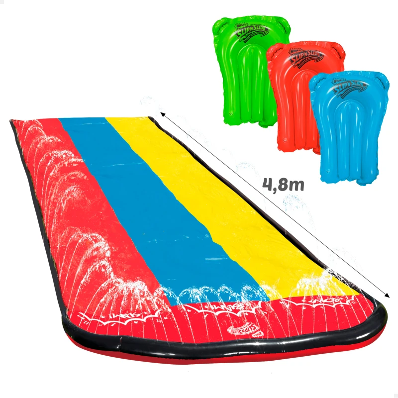 Slip 'N Slide Pista Deslizante Triple con 3 Tablas Hinchables, 4,8 M, Multicolor