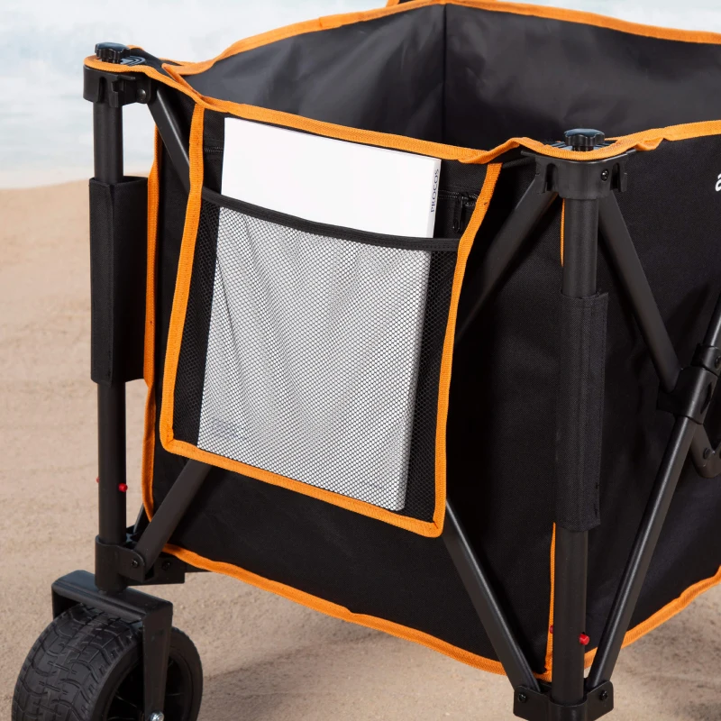 Carro Playa Aktive Plegable Estructura de Acero Ruedas 360º Desmontables 80 Kg, Negro