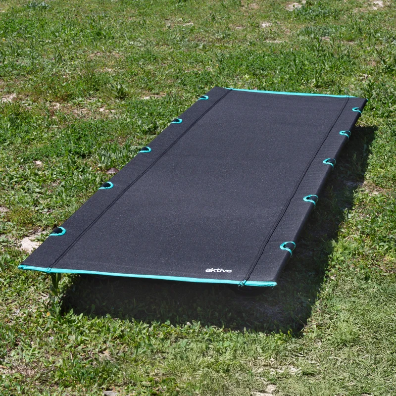 Cama Plegable Camping Elevada Aktive con Bolsa, 193x67x14,5 Cm, Negra