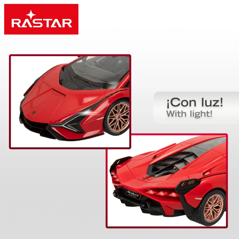 Coche Teledirigido RASTAR Licencia Oficial 1:14 con Luces y Puertas, 36x15,5x9,5 Cm, Rojo