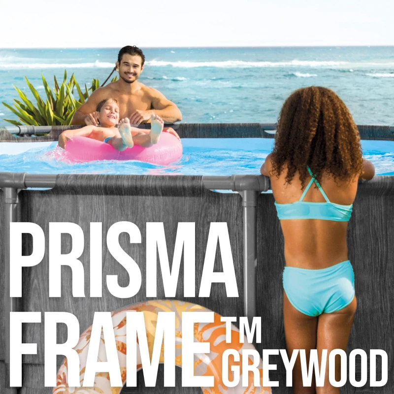 Piscina Desmontable Redonda Prisma Frame Greywood con Depuradora, 549x122 Cm, Gris
