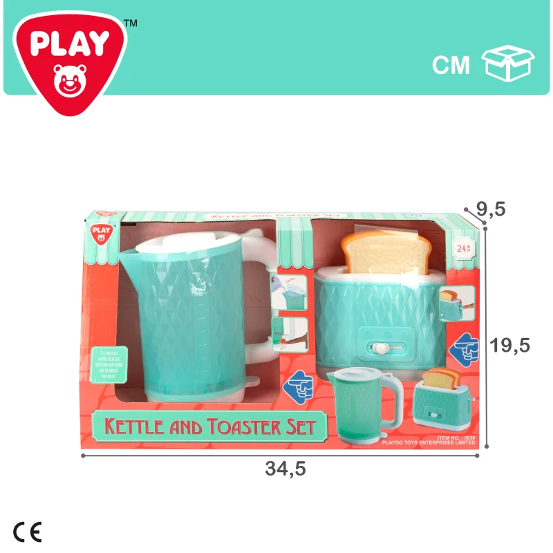 Set Tostadora y Hervidor de Juguete Interactivo, 34,5x9,5x19,5 Cm, Azul Pastel