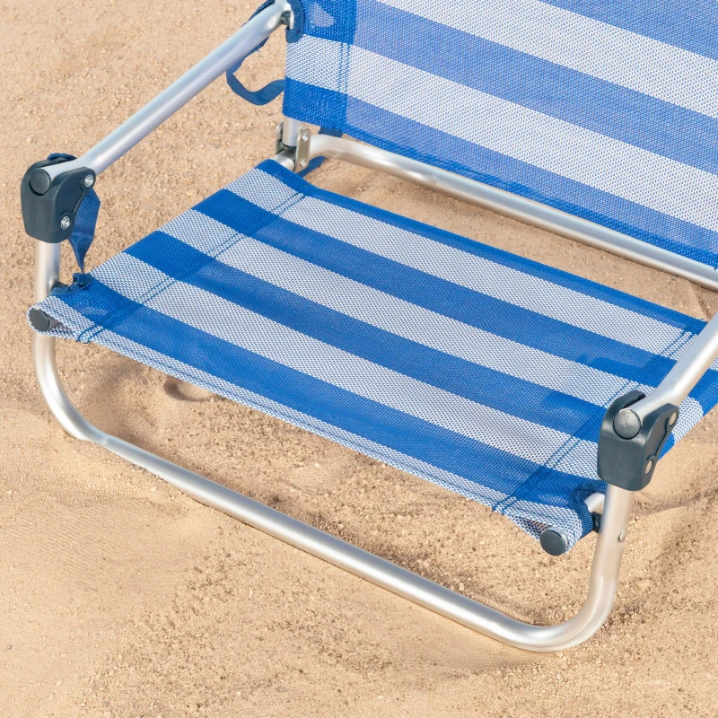 Silla Plegable de Playa Aktive, Ultraligera con Asa de Hombro, 54x8x52 Cm, Azul y Blanco