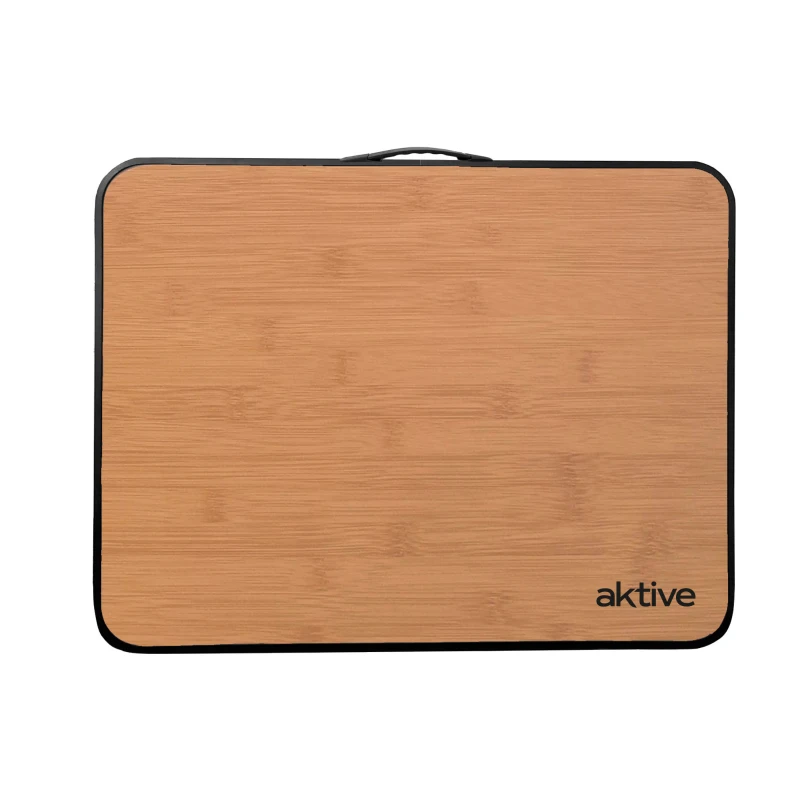 Mesa Plegable Camping Aktive con Asa de Transporte, 80x60x67 Cm, Madera Efecto Bambú
