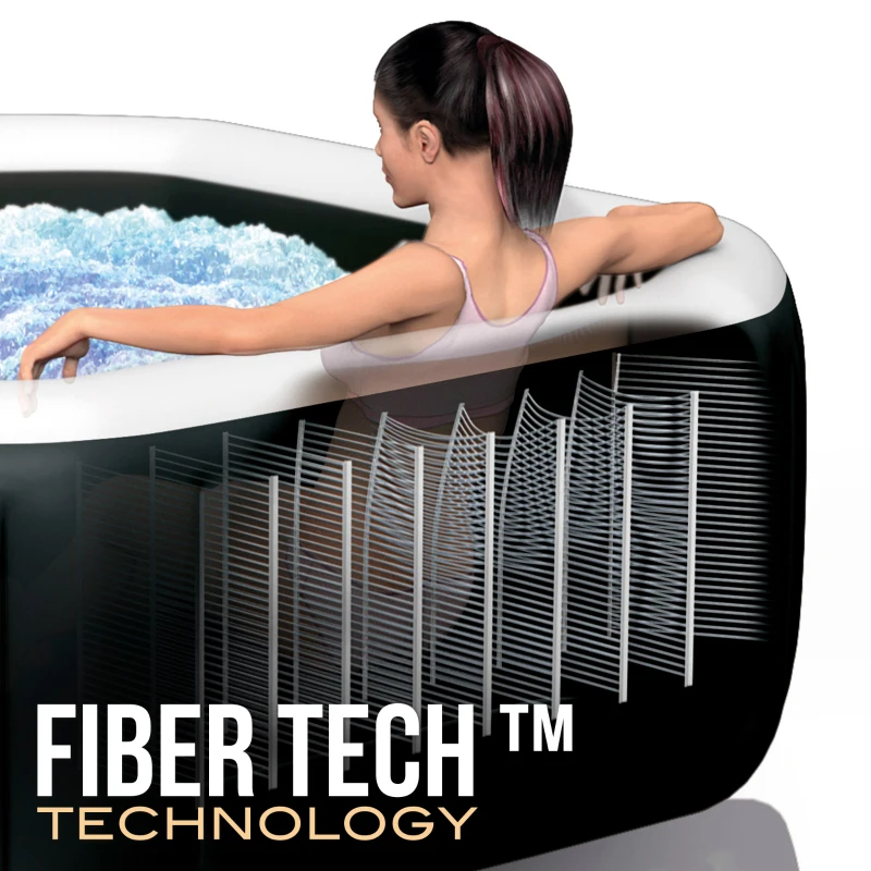 Spa Hinchable PureSpa Jet y Burbujas Deluxe 4 Personas, 201x201x71 Cm, Negro