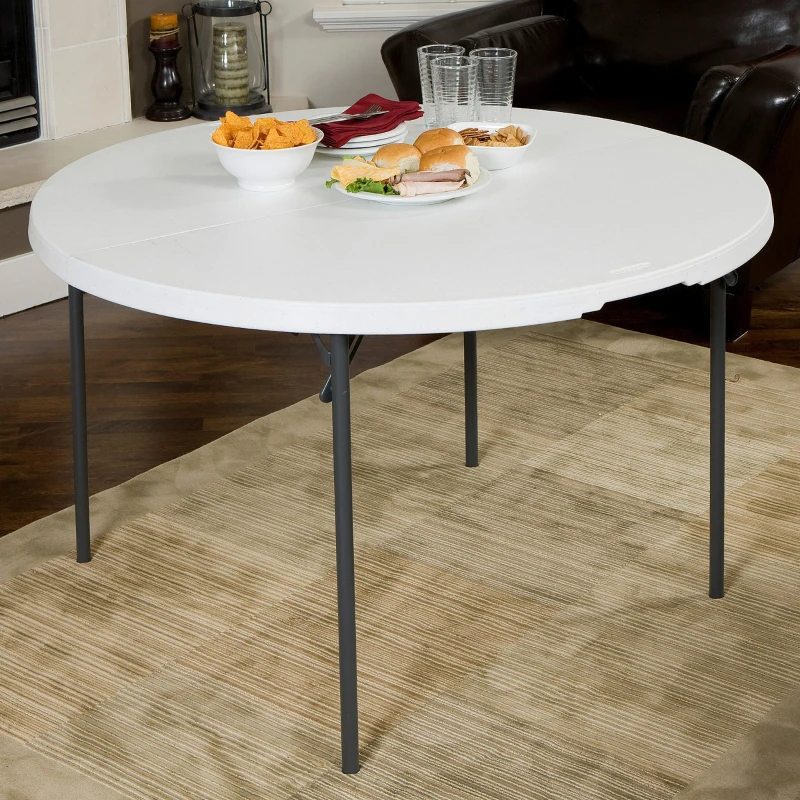 Mesa Redonda Plegable Polietileno de Alta Densidad 43 Mm, 122x122x74 Cm, Blanco