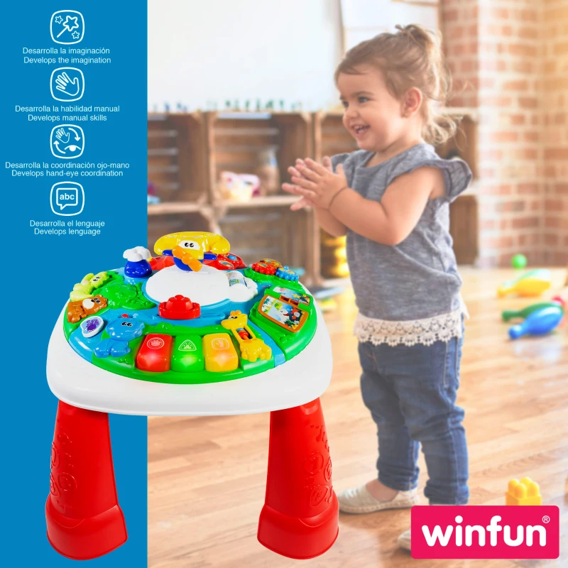 Mesa de Actividades Trotamundos Interactiva Winfun, 46x46x41 Cm, Multicolor