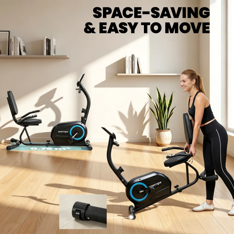 SPORTNOW Recumbent Exercise Bike for Home, Stationary Bike with Bluetooth, App Connectivity, Quiet 8-Level Magnetic Resistance
