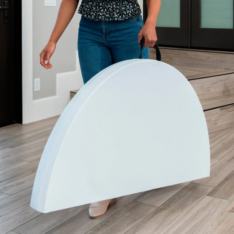 Mesa Redonda Plegable Polietileno de Alta Densidad 43 Mm, 122x122x74 Cm, Blanco