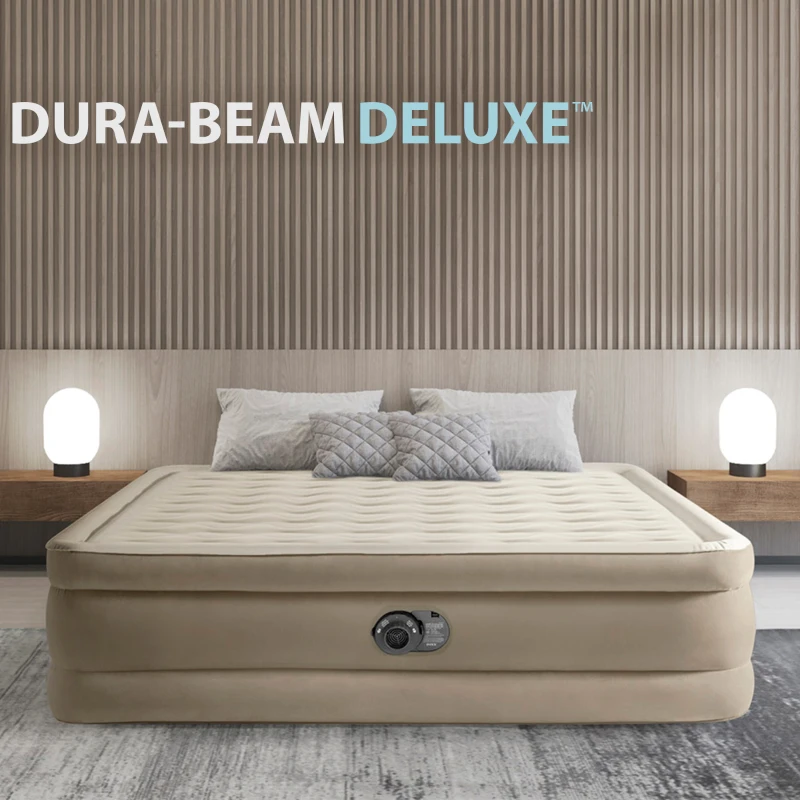Colchón Hinchable 2 Plazas Ultra Plush Fiber-Tech, 152x203x46 Cm, Gris