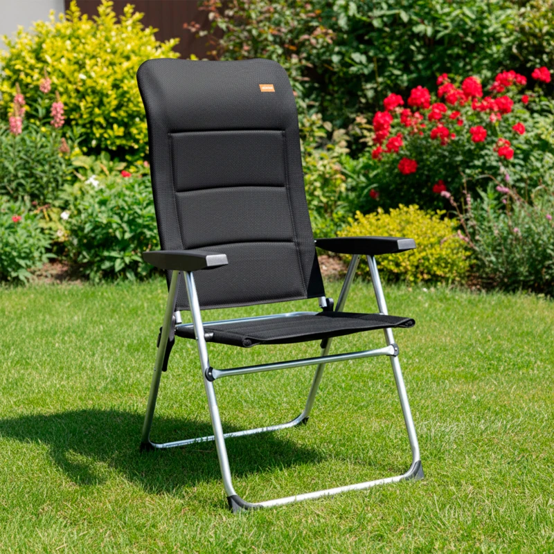 Silla Plegable Acolchada Respaldo Alto Multiposición Aktive, 49x67x123 Cm, Negro