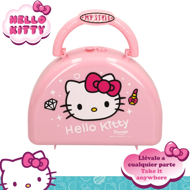 Maletín de Maquillaje Hello Kitty Infantil con 5 Compartimentos, 29,5x30,5x4 Cm, Rosa