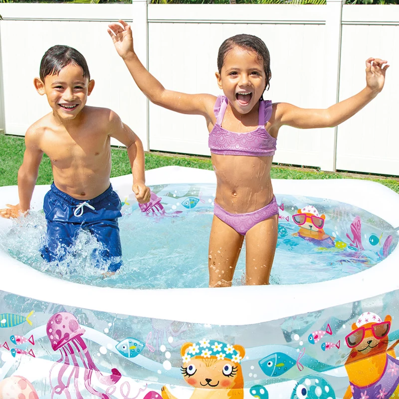 Piscina Hinchable Intex Hexagonal con Dibujos Marinos, 191x178x61 Cm, Translúcido