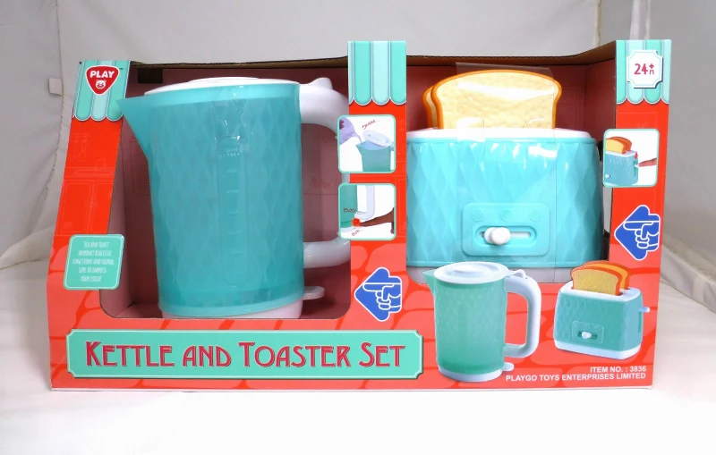 Set Tostadora y Hervidor de Juguete Interactivo, 34,5x9,5x19,5 Cm, Azul Pastel