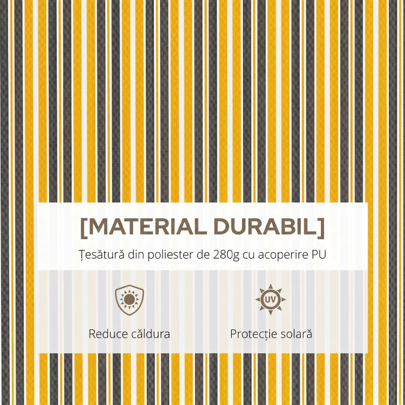 Outsunny Copertină de Soare Retractabilă pentru Exterior cu Brațe și Deschidere Manuală, 350x250 cm, Galben