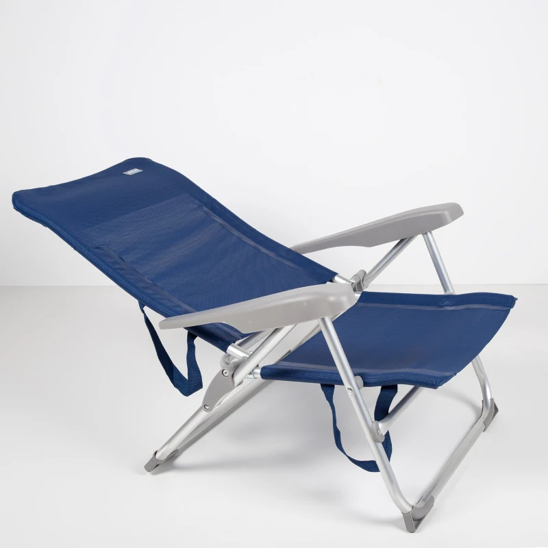 Silla de Playa Plegado Slim Multiposición, 47x56x89 Cm, Azul Marino