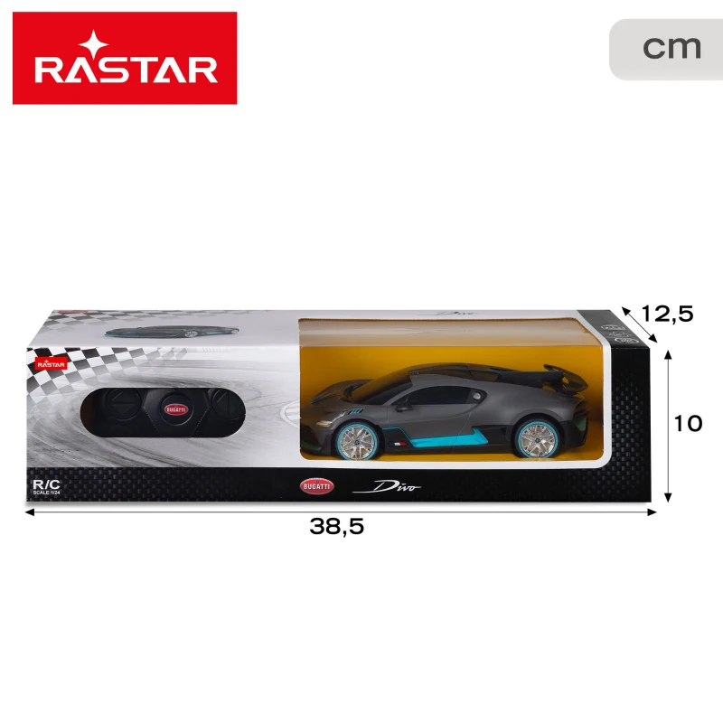 Coche Radiocontrol Bugatti Divo Escala 1:24, 19x9x5,5 Cm, Gris