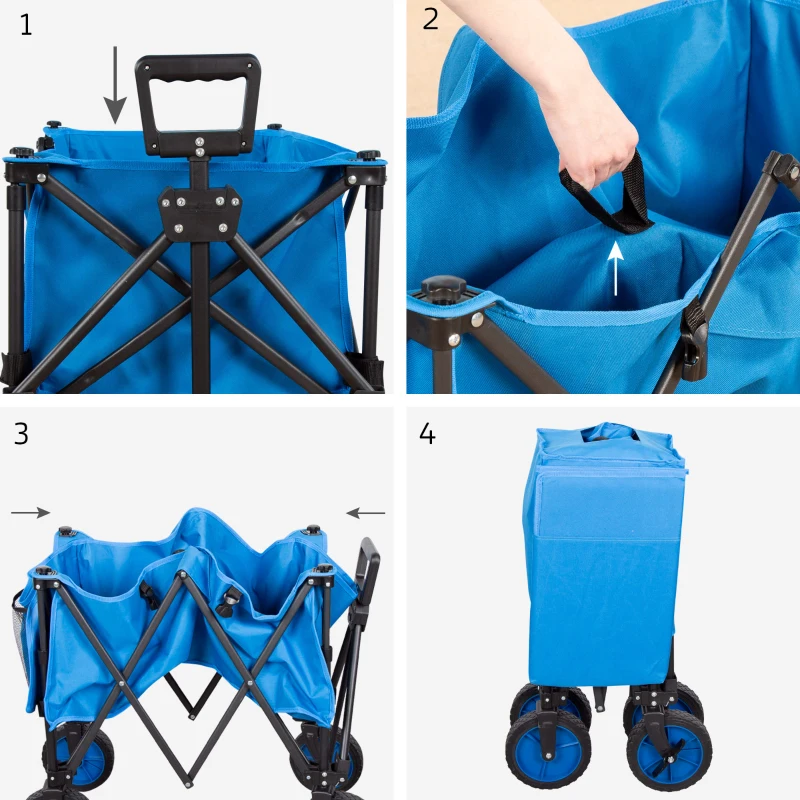 Carro Playa Plegable Aktive Capacidad 80 Kg, 30,5x20,5x74 Cm, Azul
