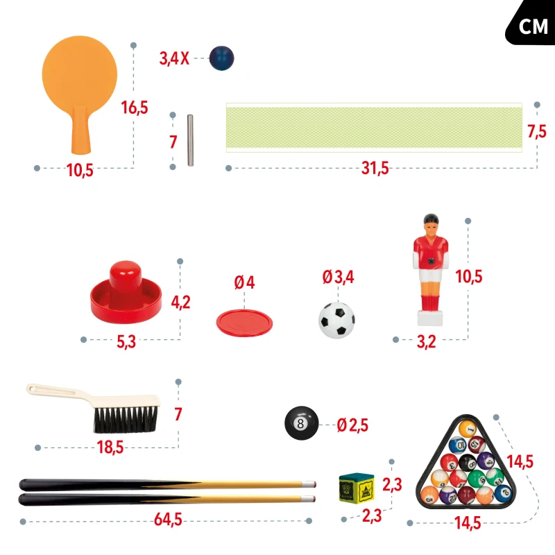 Mesa Multijuegos Sobremesa 4 en 1 Madera, 89x42,5x28,5 Cm, Marrón