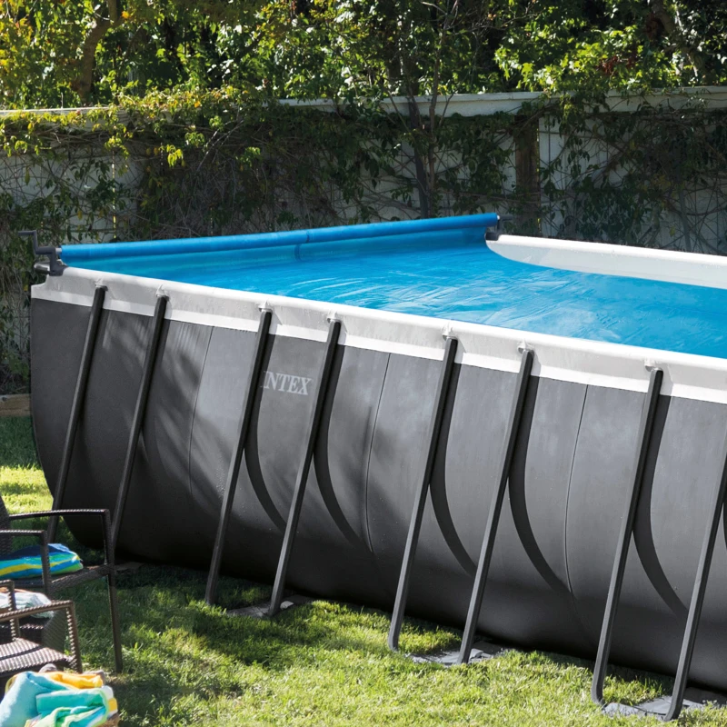 Enrollador de Cobertor Solar Intex, Aluminio Ajustable, 127,5x21x26 Cm, Azul