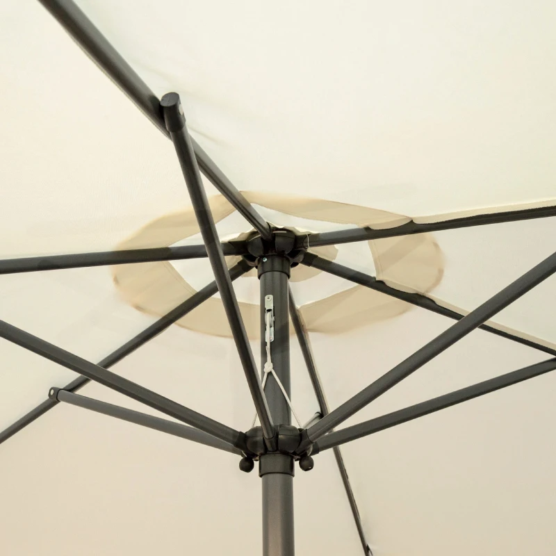 Sombrilla Terraza Hexagonal UV50 Mástil Inclinable con Manivela Ø270 Cm, Crema