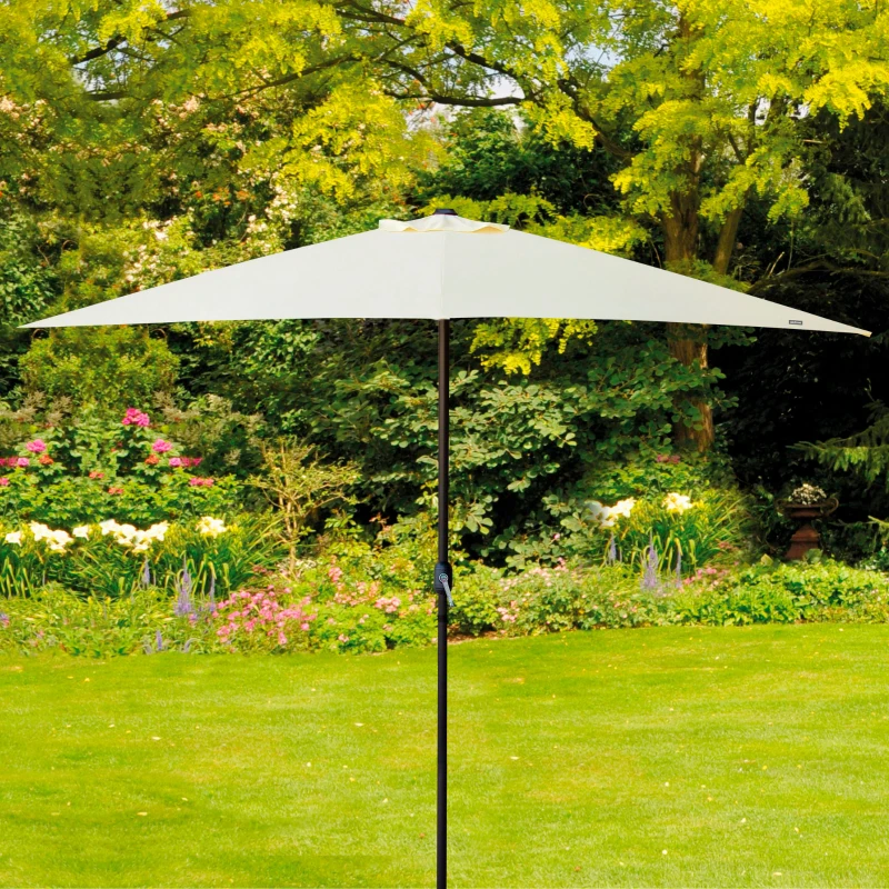 Parasol Rectangular Mástil de Aluminio con Manivela, 200x300x245 Cm, Crema