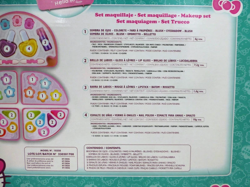 Maletín de Maquillaje Hello Kitty Infantil con 5 Compartimentos, 29,5x30,5x4 Cm, Rosa