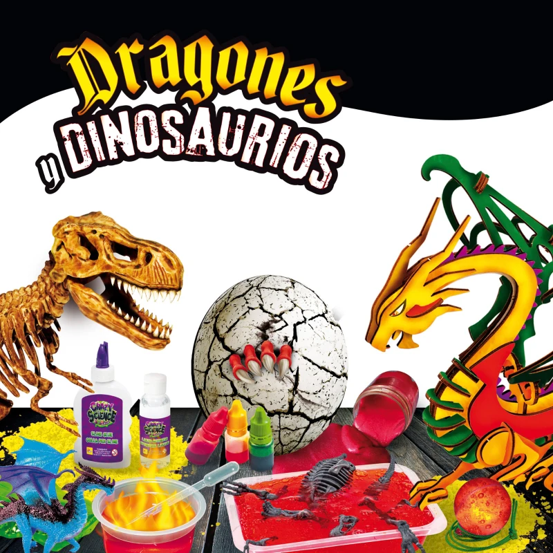 Juego Científico Lisciani Dragones y Dinosaurios Kit Slime y Maquetas, 39x6,5x29 Cm, Multicolor