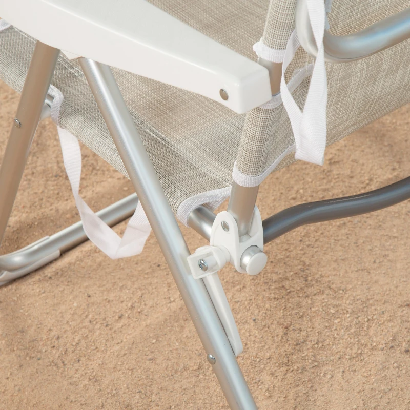 Silla de Playa Plegable 2 en 1 con Cojín Acolchado 48x60x90 Cm, Beige