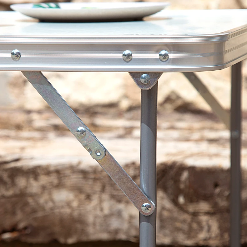 Mesa Plegable Camping Aktive Estructura de Acero y Tablero MDF, 80x60x70 Cm, Blanco